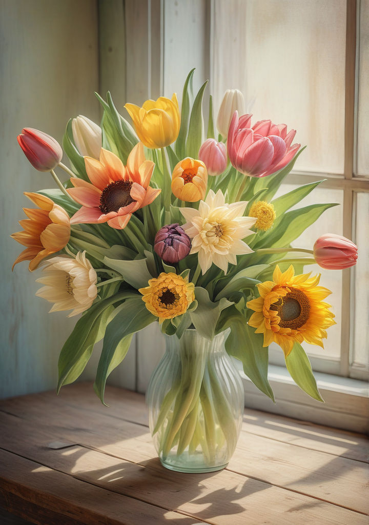 bouquet of a diverse array of flowers including tulips dahlias and sunflowers positioned centrall3 The Perfect Housewarming Gift: Why Flower Arrangements Make the Best Present for Your Friends’ New Home