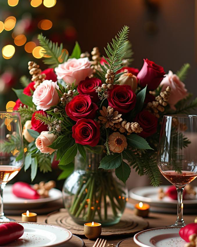 Holiday Splendor: Christmas flower arrangement