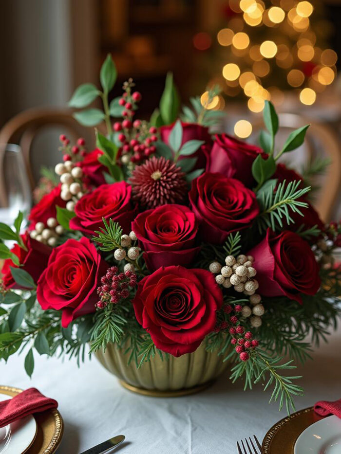 Holiday Glow: flower arrangement