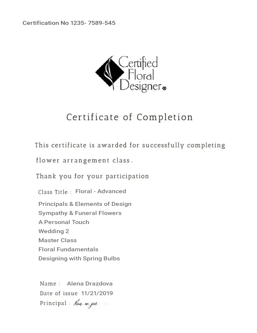 Florist Certificate