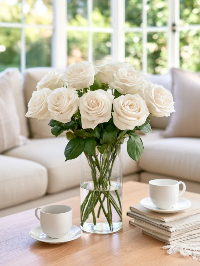 dozen white roses