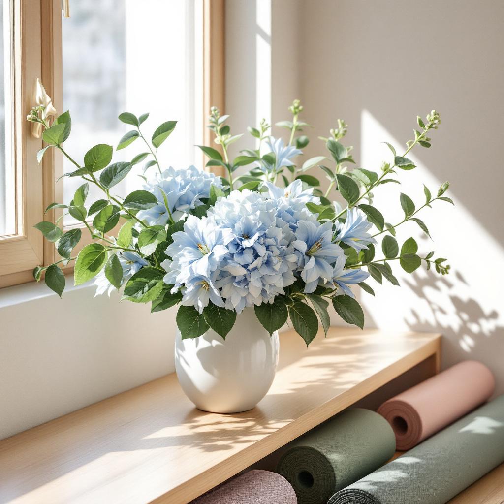 soft greens and tranquil blue
