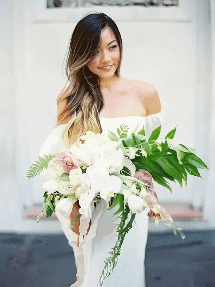 harmonious blend of white and soft pink