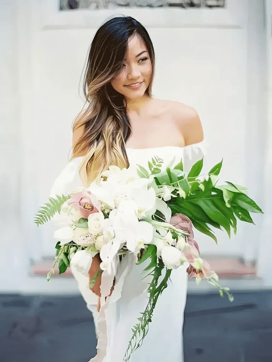 harmonious blend of white and soft pink