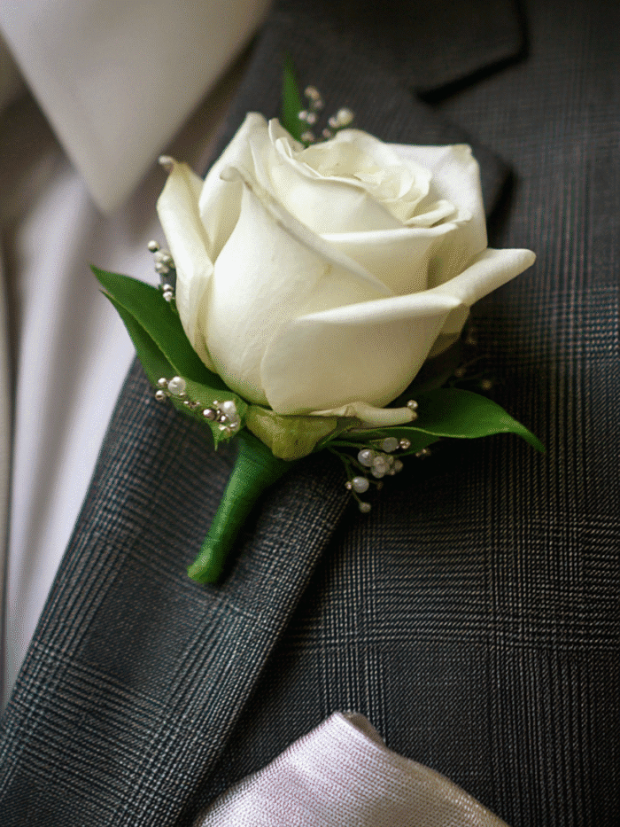 Single White Rose Man Boutonniere #1