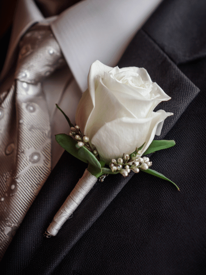 Single White Rose Man Boutonniere