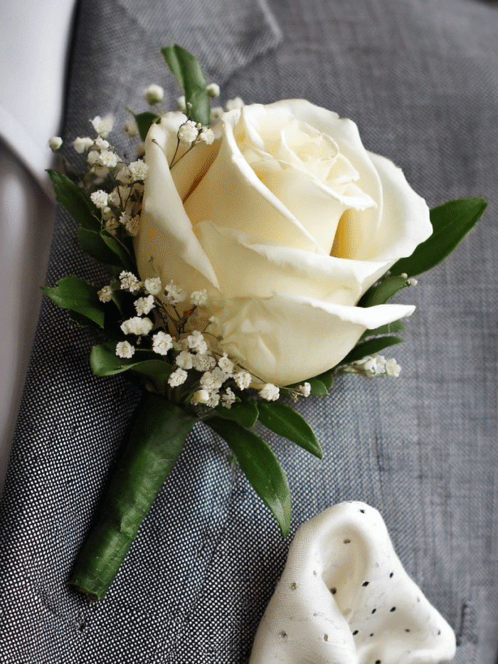 Single White Rose Man Boutonniere