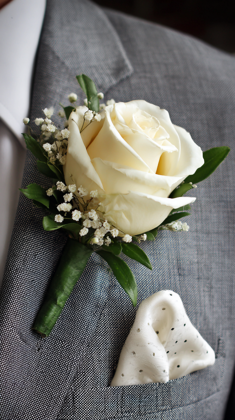 Single White Rose Man Boutonniere