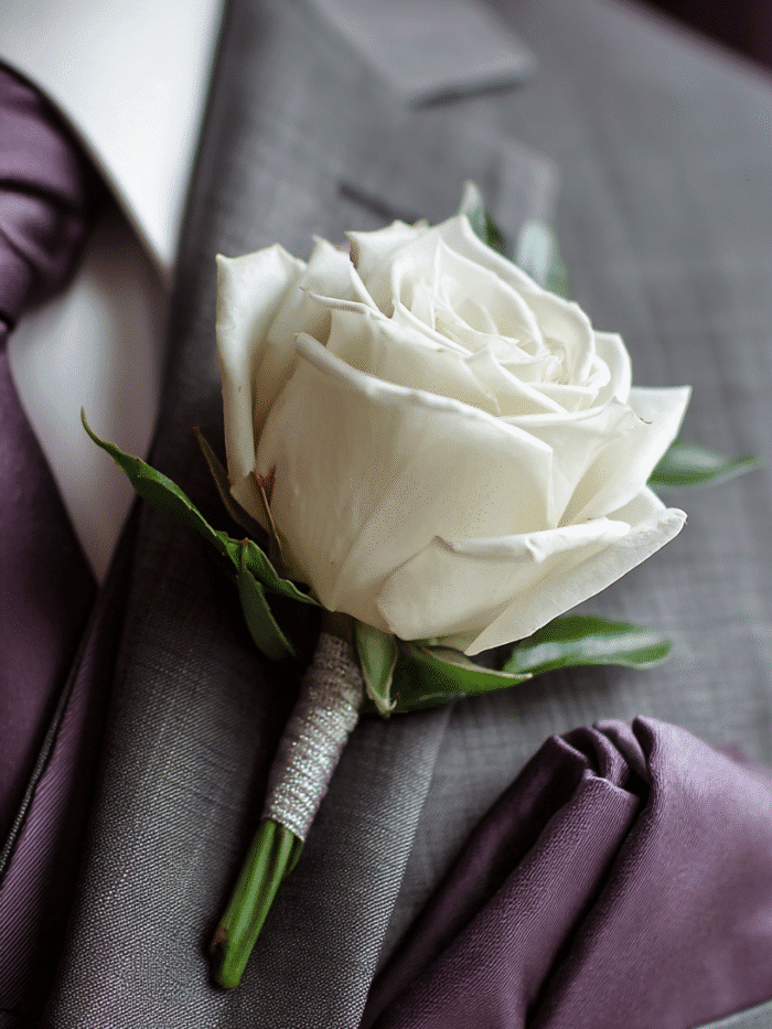 Single White Rose Man Boutonniere