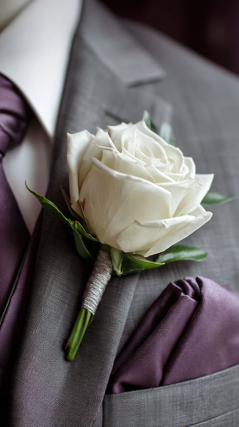 Single White Rose Man Boutonniere