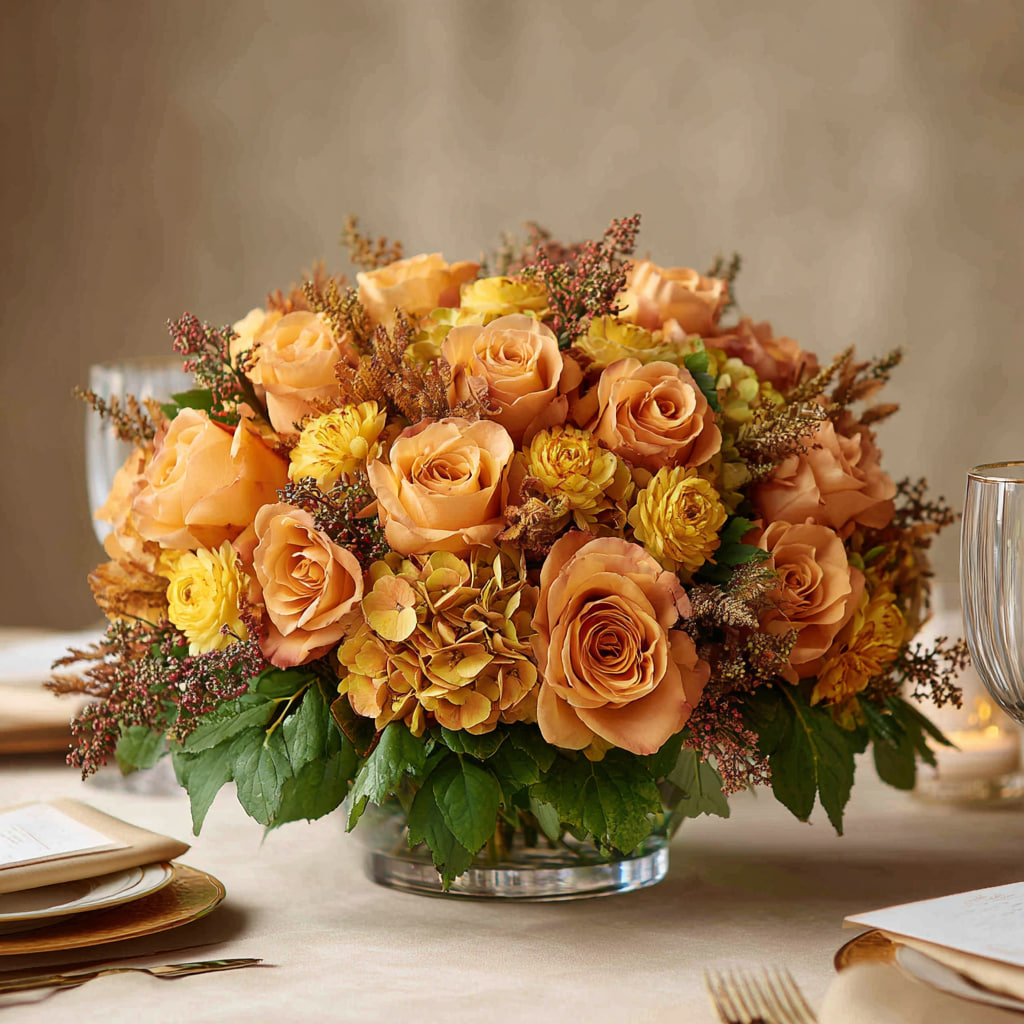 Velvet Rose & Hydrangea Centerpiece