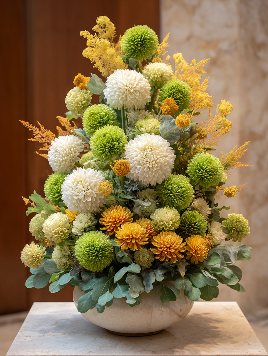 Garden Whimsy Textured Chrysanthemum Vase Arrangement