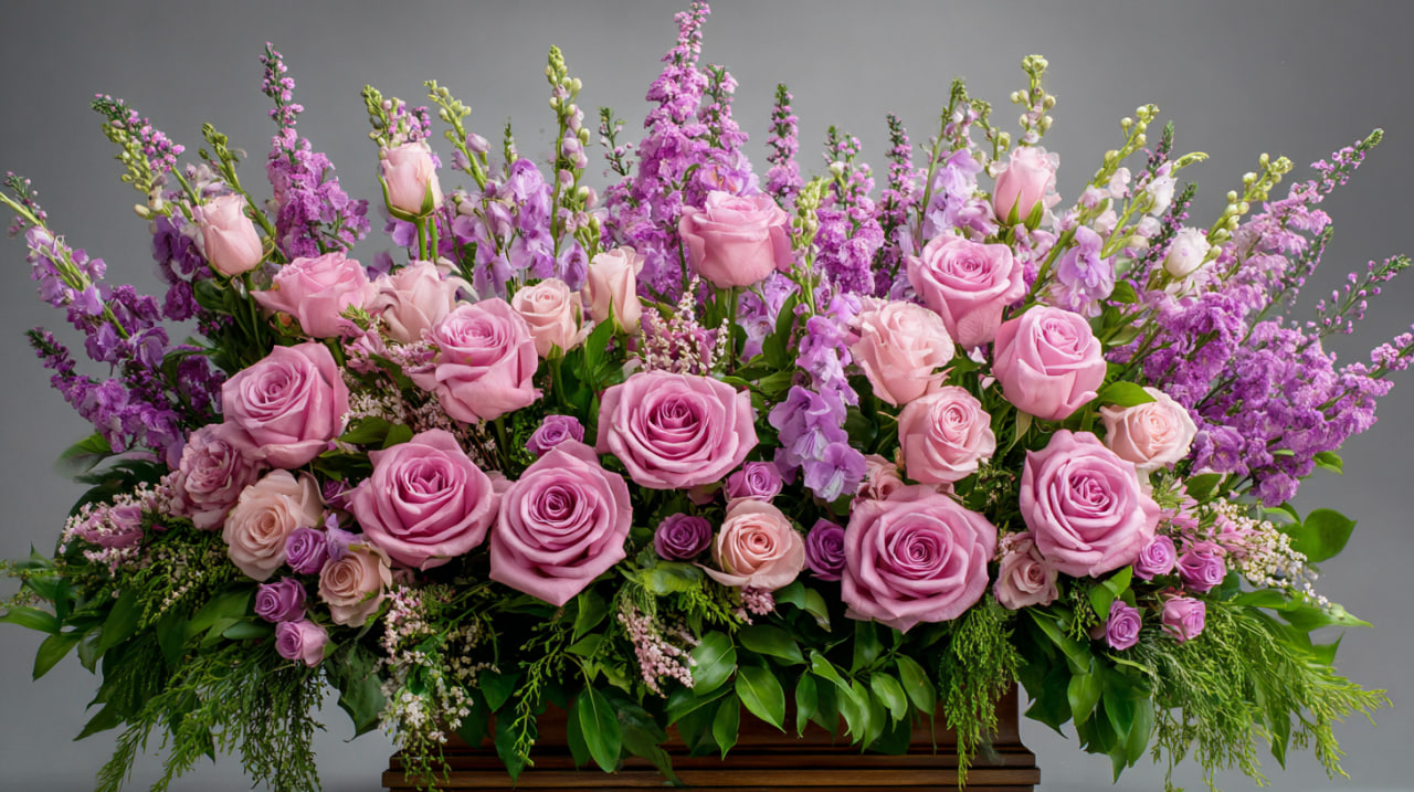 A Symphony of Soft Pinks Rich Purples