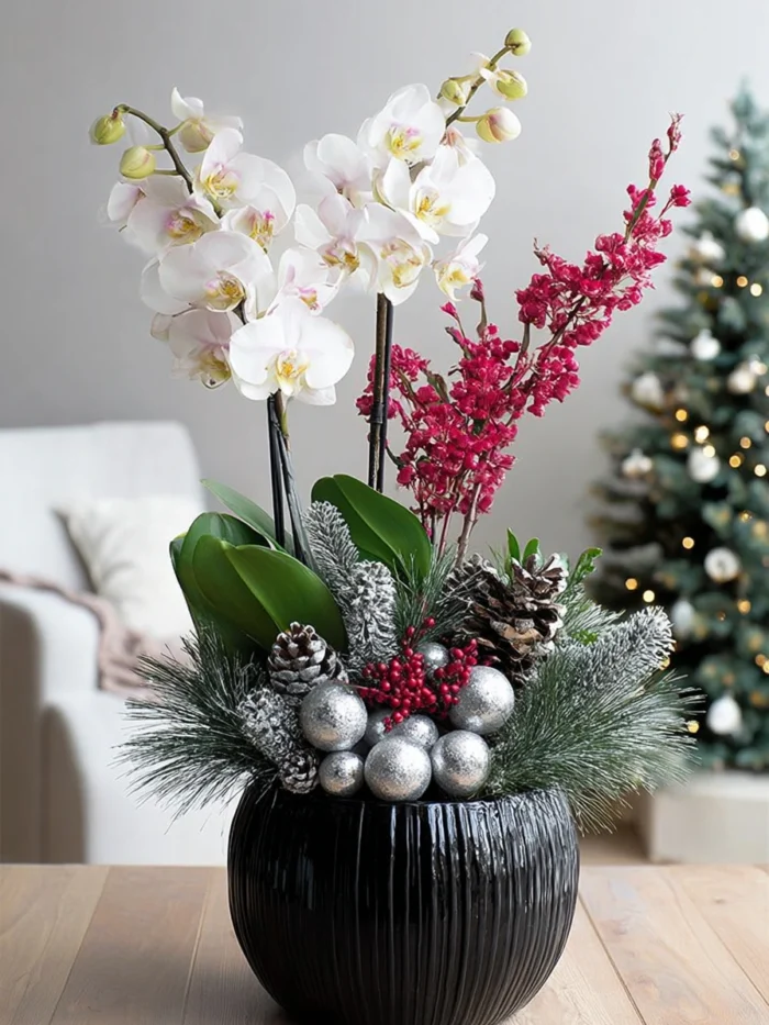 Elegant Holiday White Orchid Arrangement