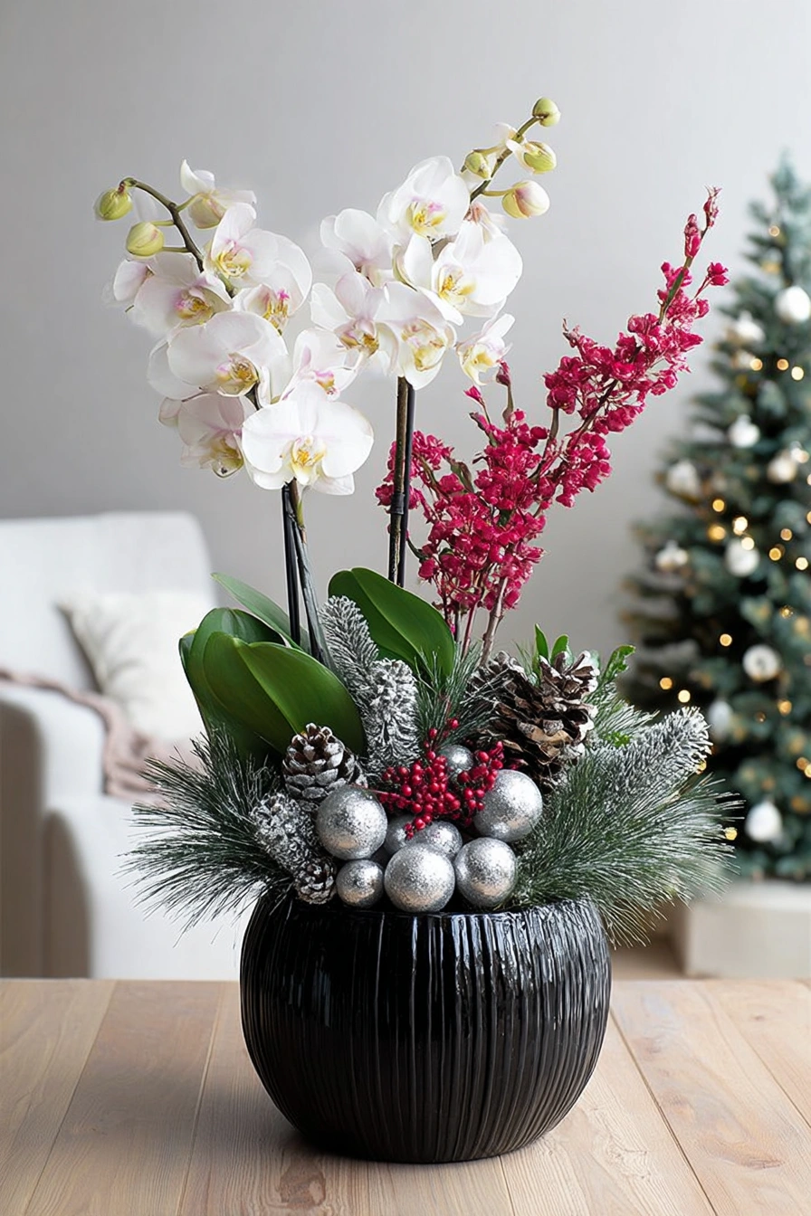Elegant Holiday White Orchid Arrangement
