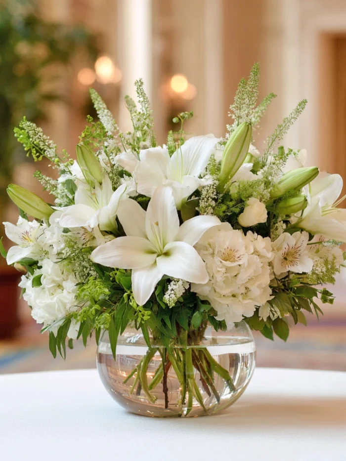 Pure Elegance White Lily Centerpiece