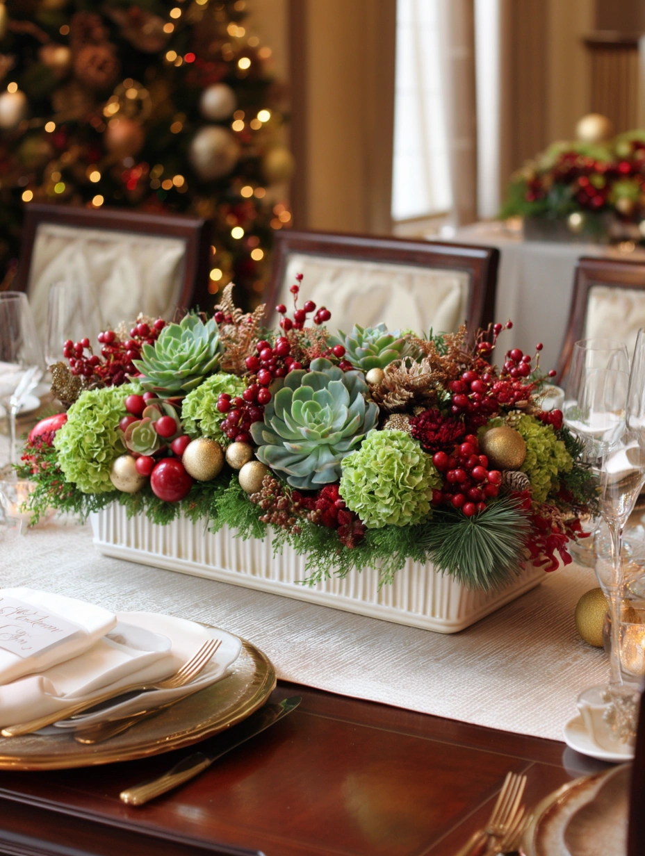 179 Festive Succulent & Berry Trough
