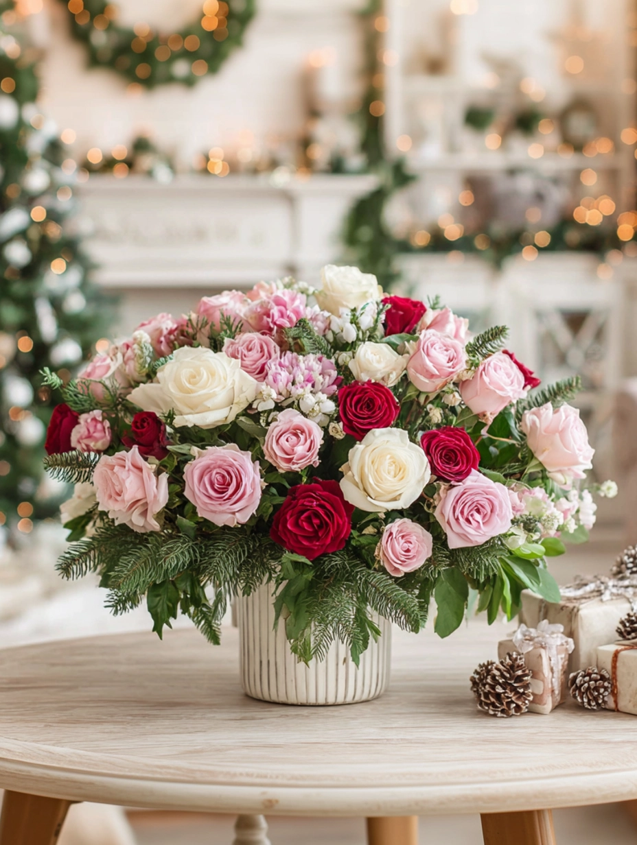 Pink & Red Rose Holiday Bouquet