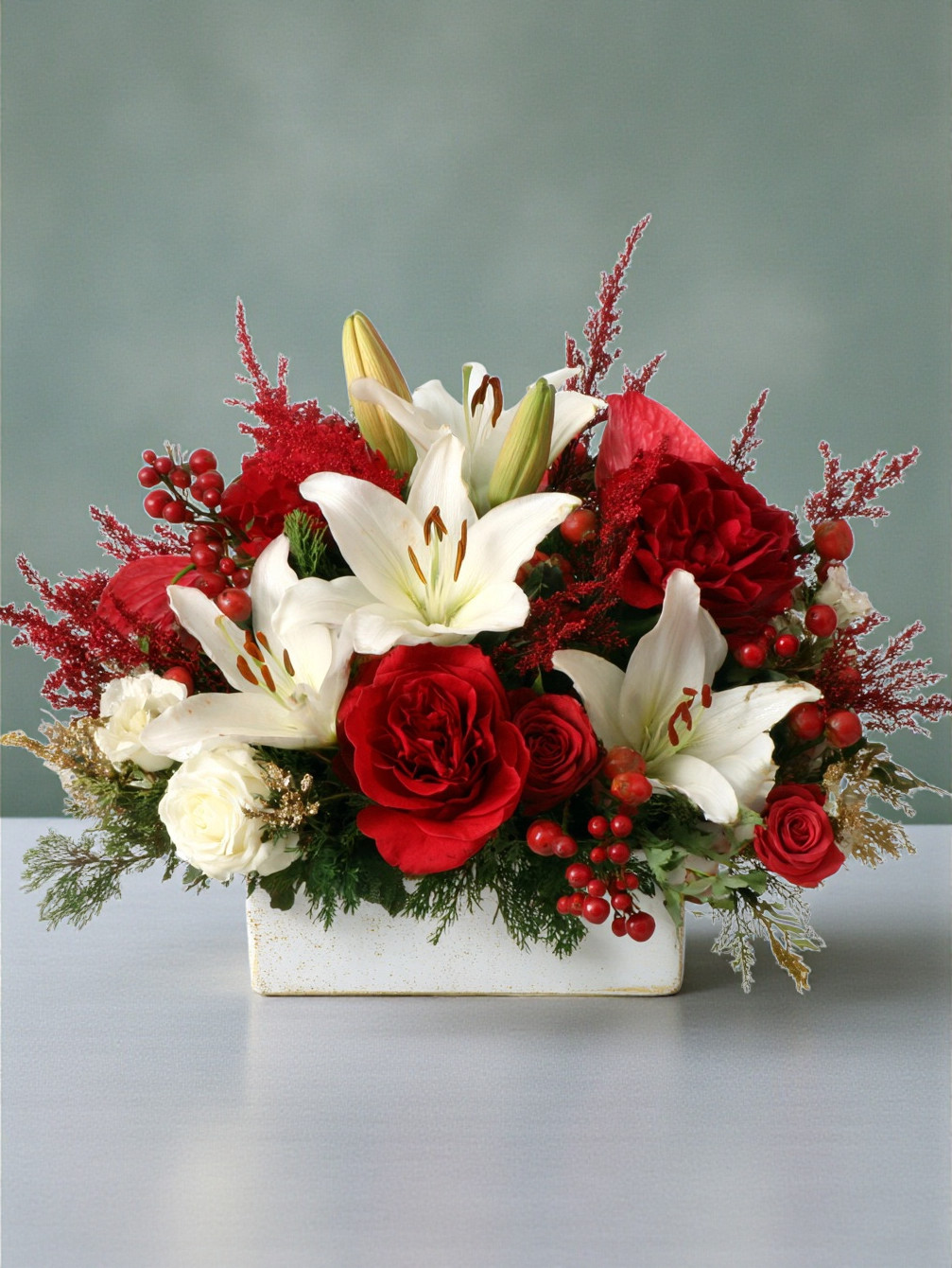 Holiday Radiance Lily & Rose Box $139.00