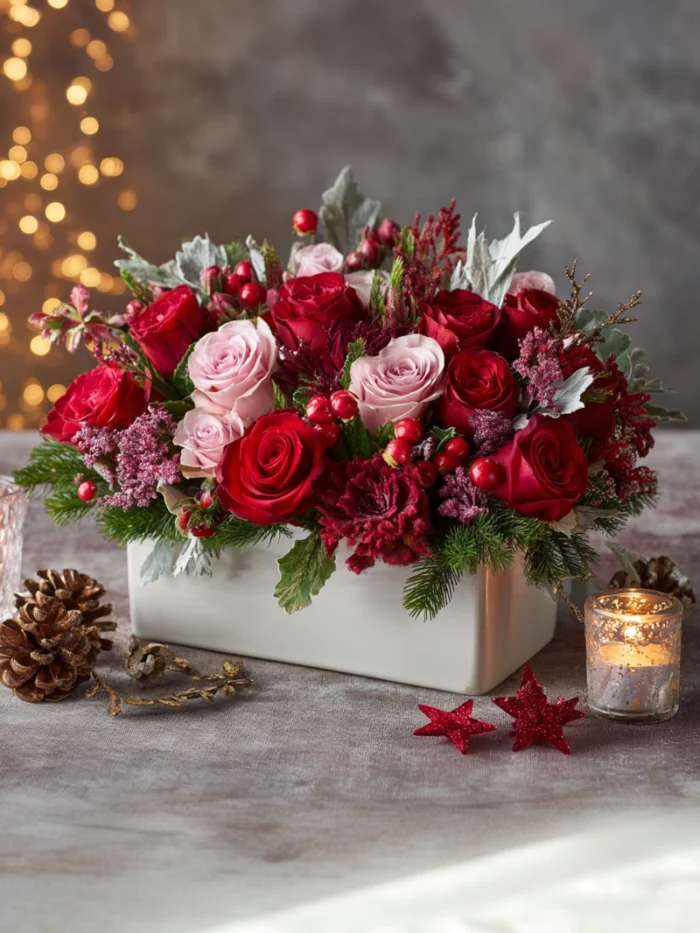 Romance in Red & White Centerpiece