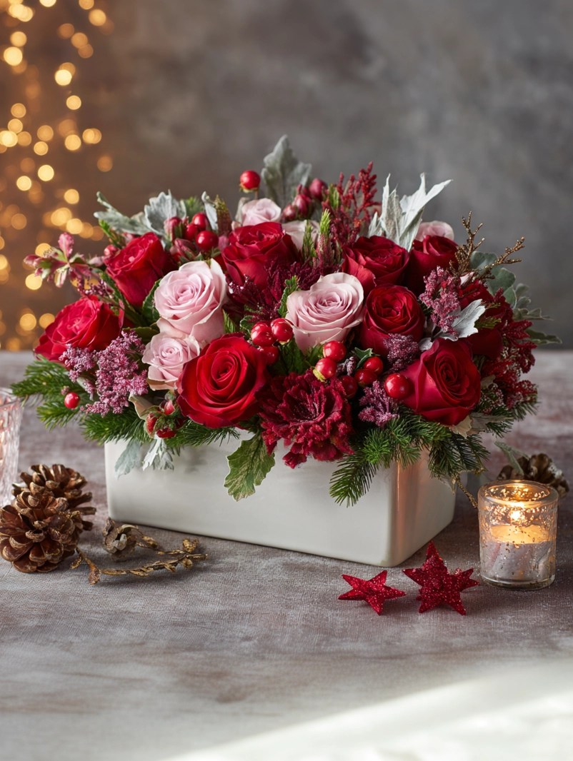 Romance in Red & White Centerpiece