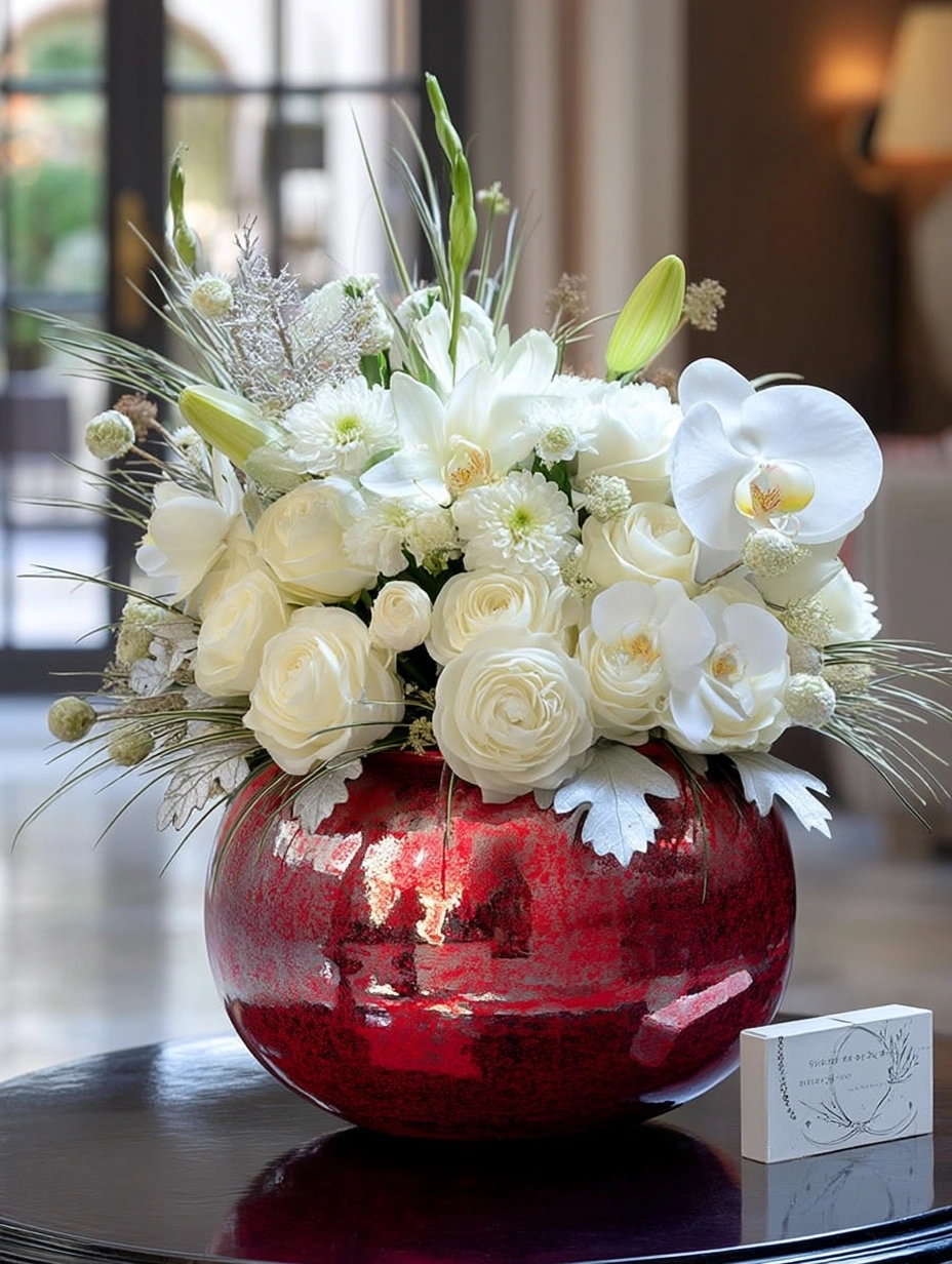 Boca Luxe White Orchid & Rose Sphere
