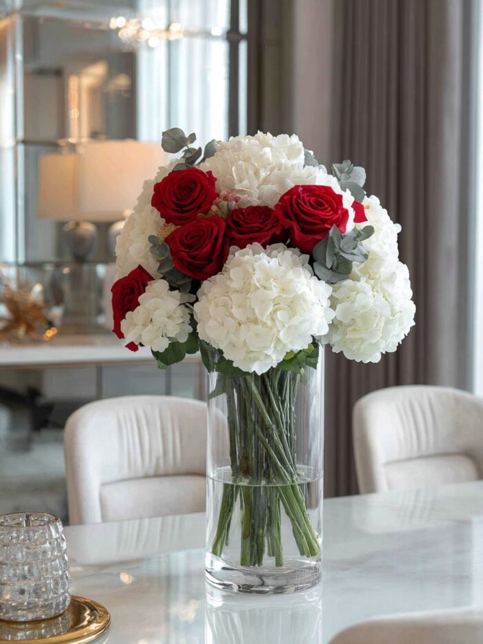 Red & White: flower arrangement