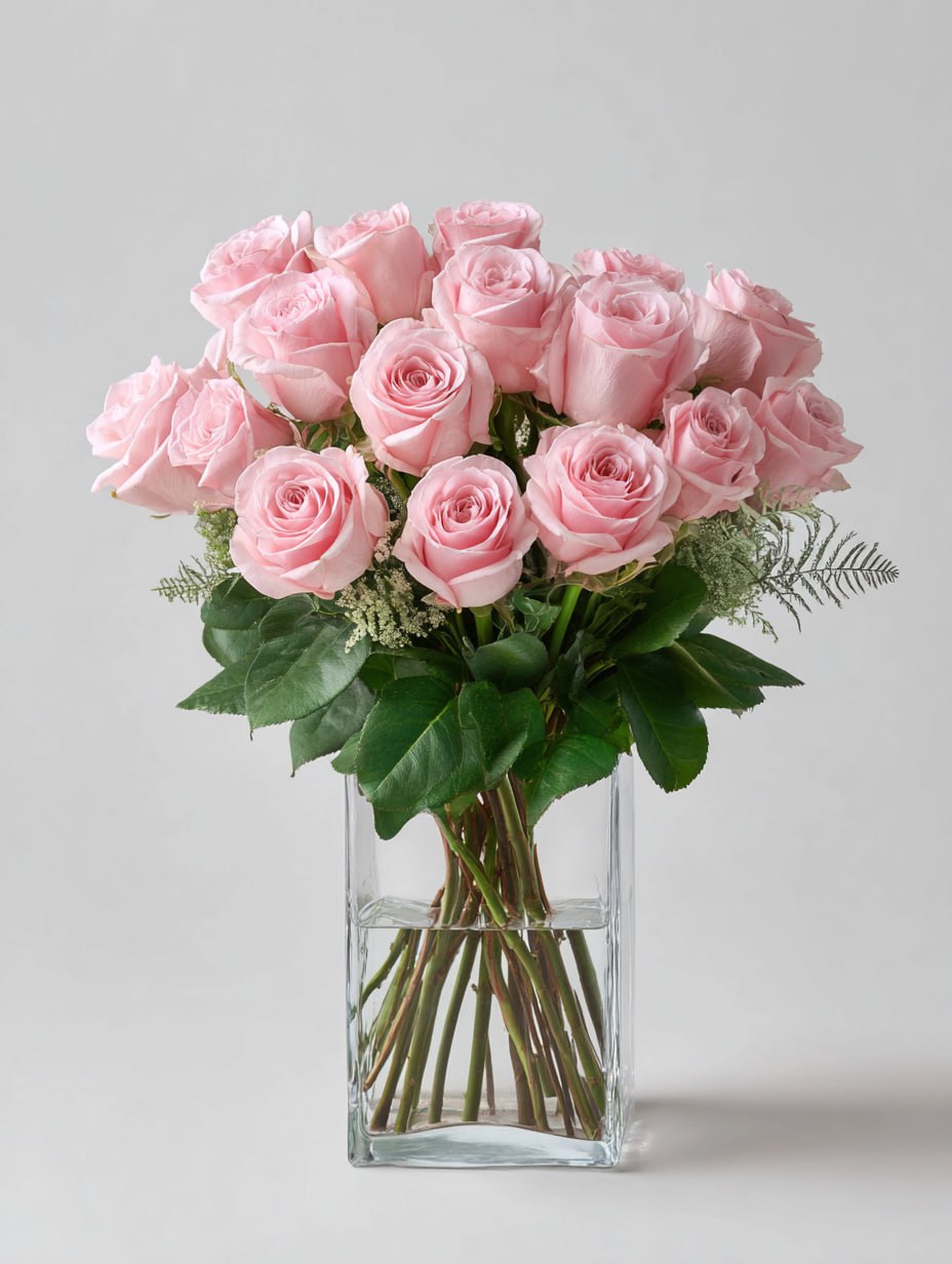 20 Premium Roses: Soft Pink