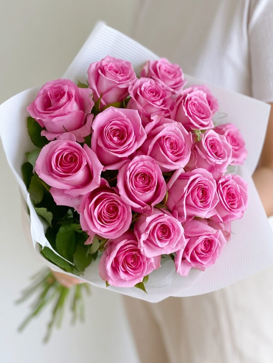 18 pink roses