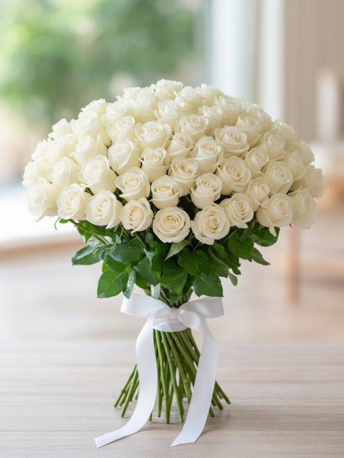 100 white roses