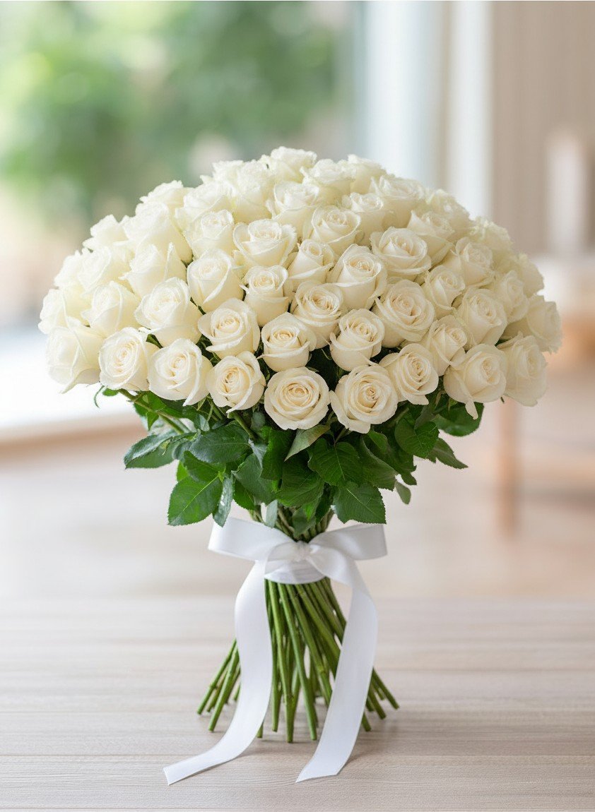 100 white roses