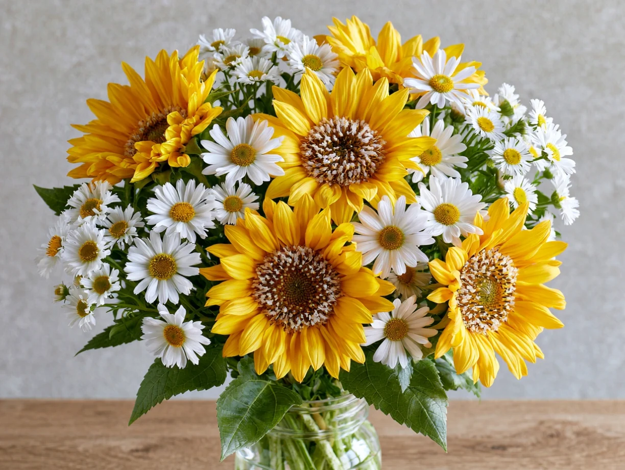 Sunflower and Daisies Bouquet: