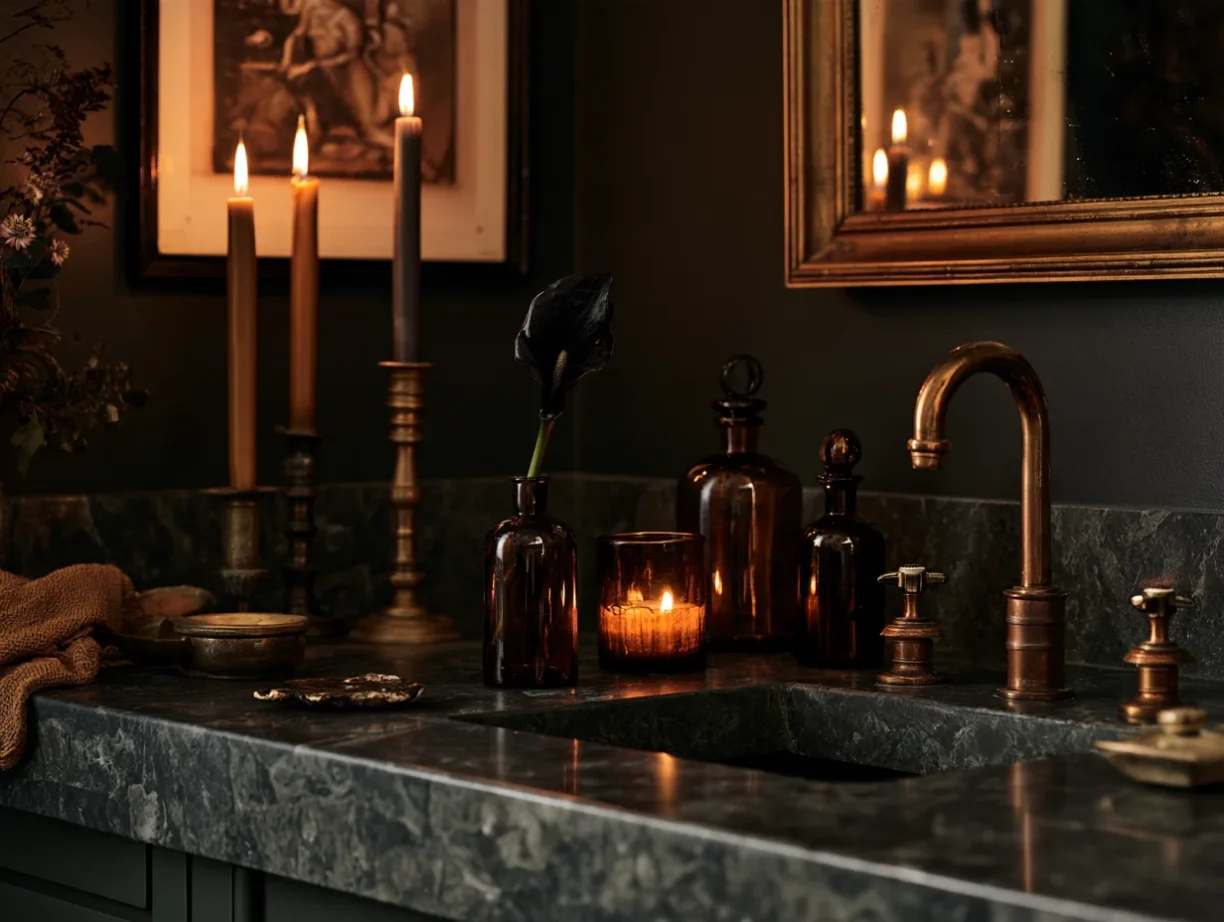 The Bathroom or Powder Room (The Apothecary): Keep it small but impactful.