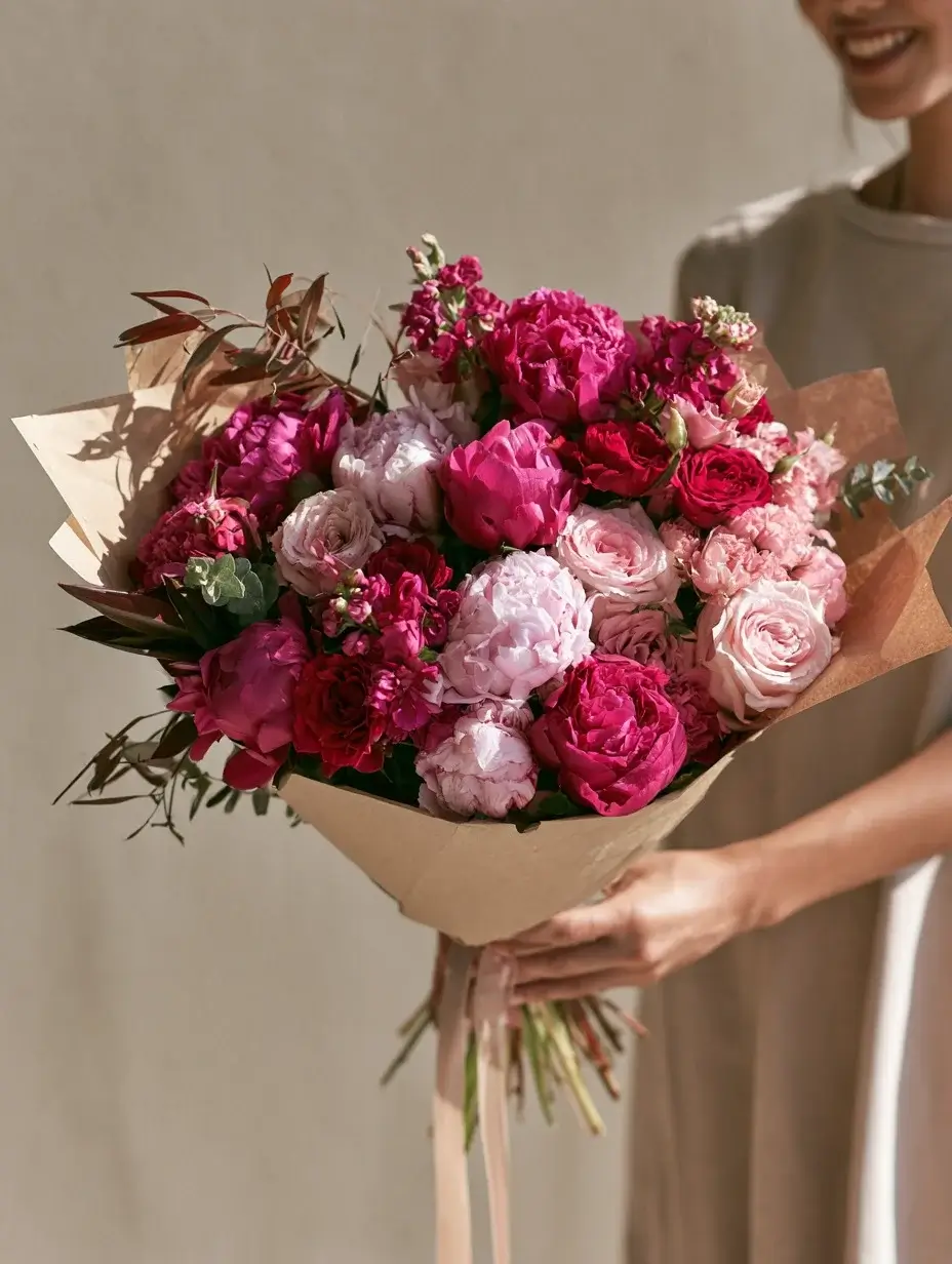 Raspberry Blush: Peony Bouquet - Image 2