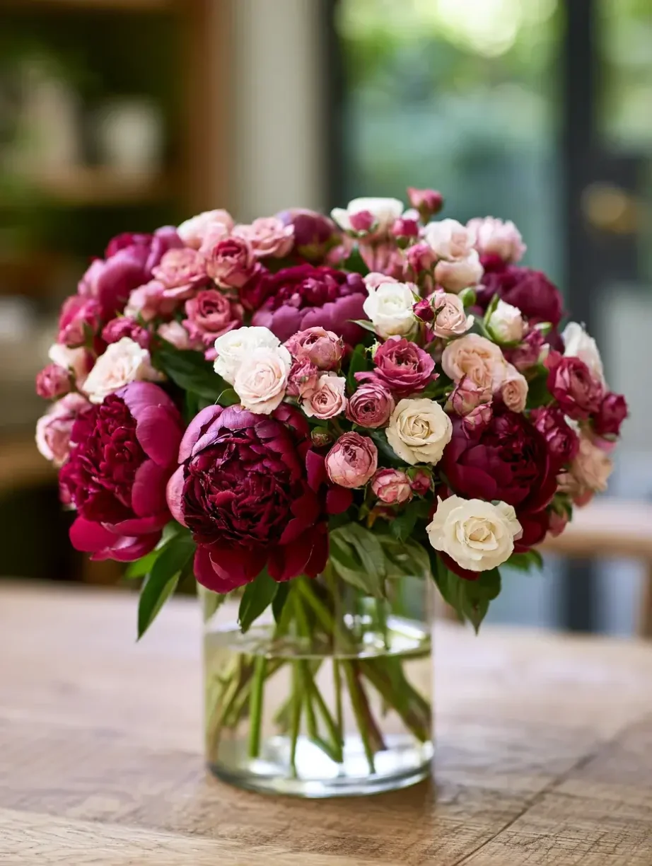 burgundy peonies
