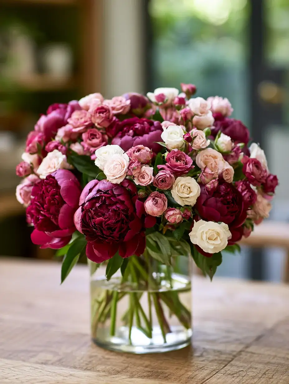 burgundy peonies