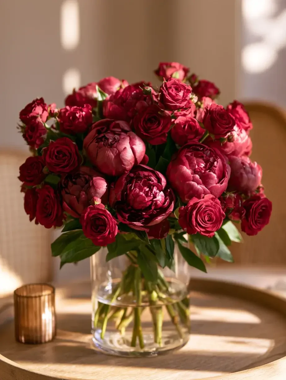 burgundy peonies