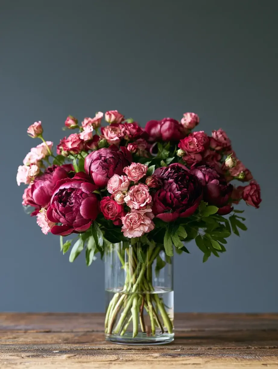 burgundy peonies